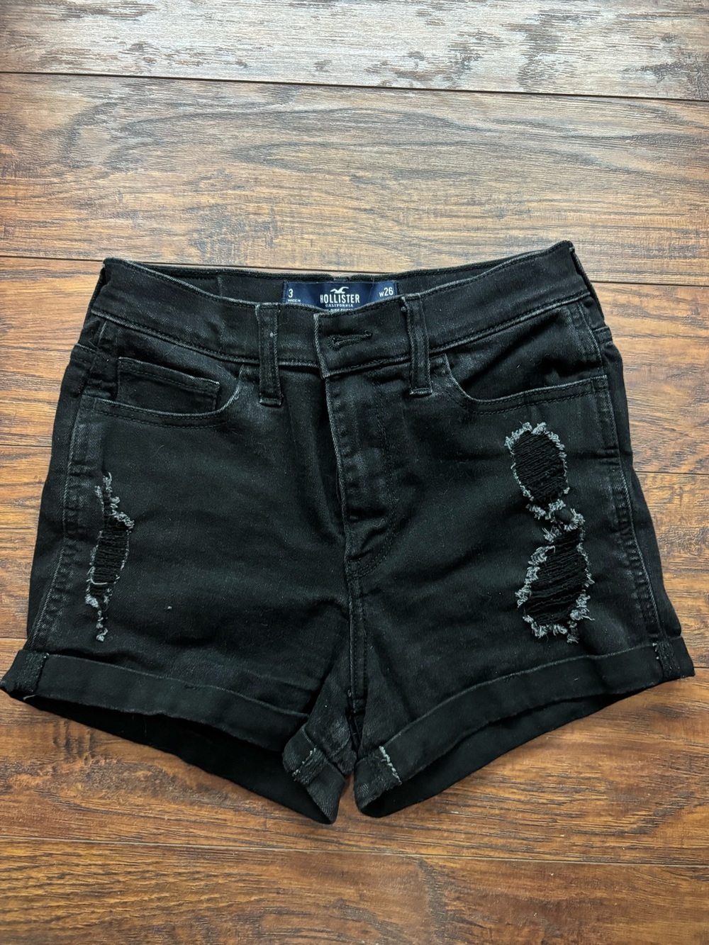 Hollister Women's Black Distressed Denim Shorts size 3